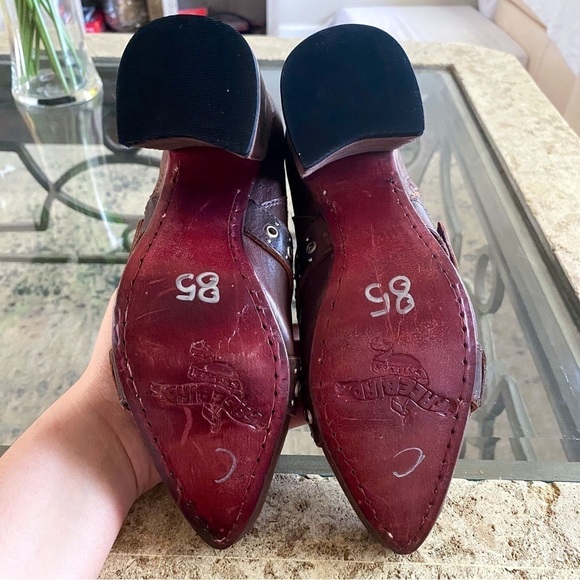 Freebird Boot Joust Ankle Buckle Studded Leather Heeled Boho Brown 6 GUC - Picture 7 of 8